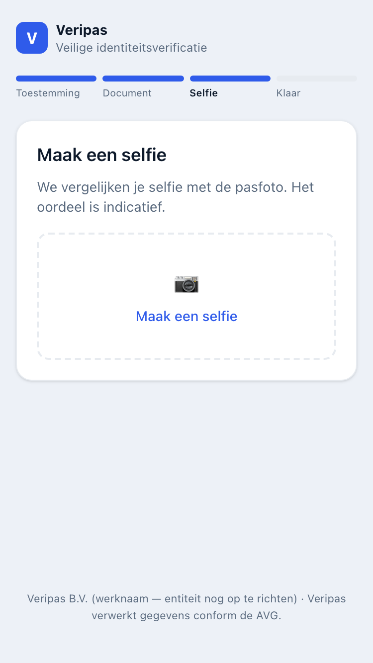 Mobiel selfie-scherm voor de gezichtsvergelijking